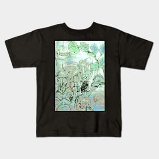 ART POSTER DECO PAGODA DESIGN ORIENTAL FLOWERS BIRD ASIAN PRINT Kids T-Shirt